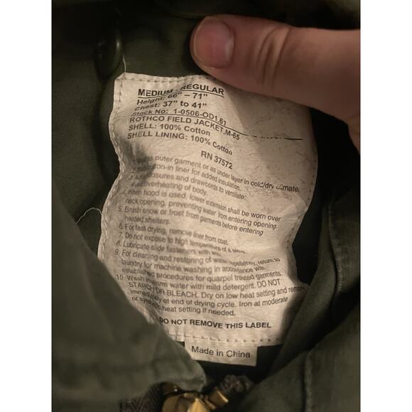 Rothco Jacket Mens Medium Military M-65 Field Regular Army USMC OD M65 Lucid FC - Picture 5 of 11